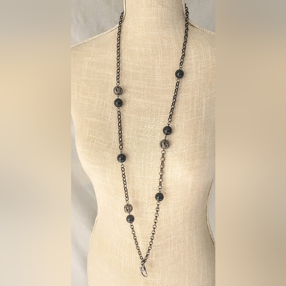 Vintage Gun Metal Black & Silver Necklace - Two Clasps, Many Options - Picture 4 of 9